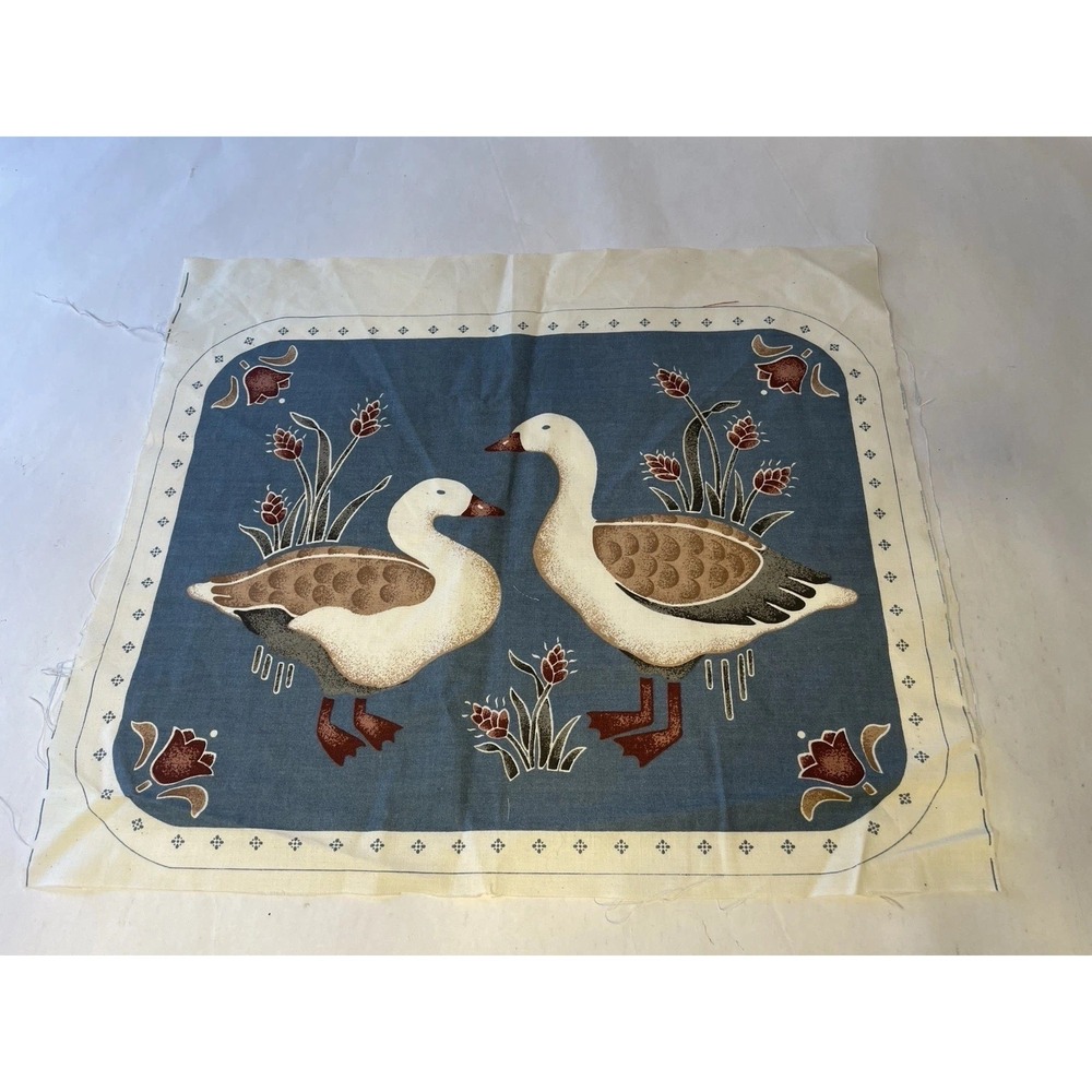 Vintage 80s Fabric Panel Cut Sew Pillow Duck